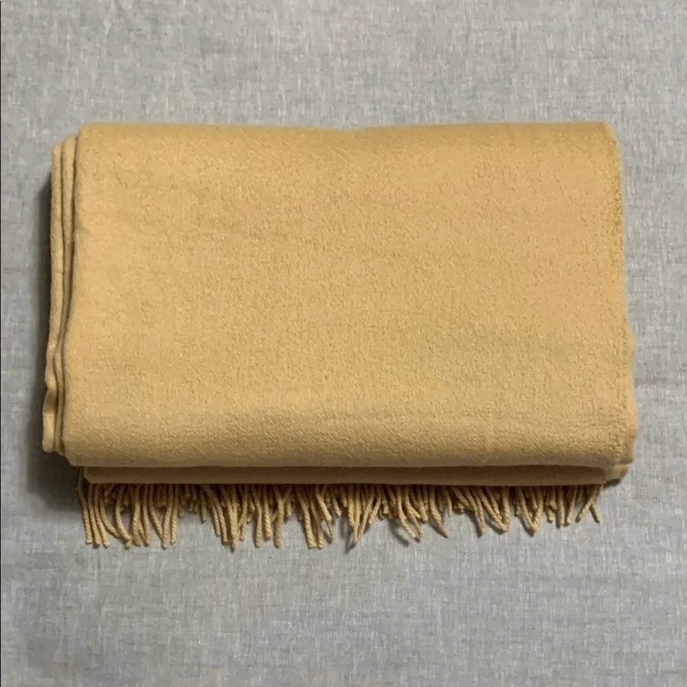 CO. BI. REY Camel Fringe 100% Pure Cashmere Throw Made In Italy 72X56”